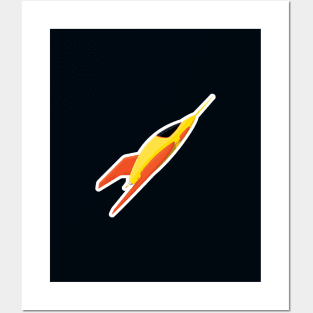 Cute Yellow Rocket Ship Posters and Art